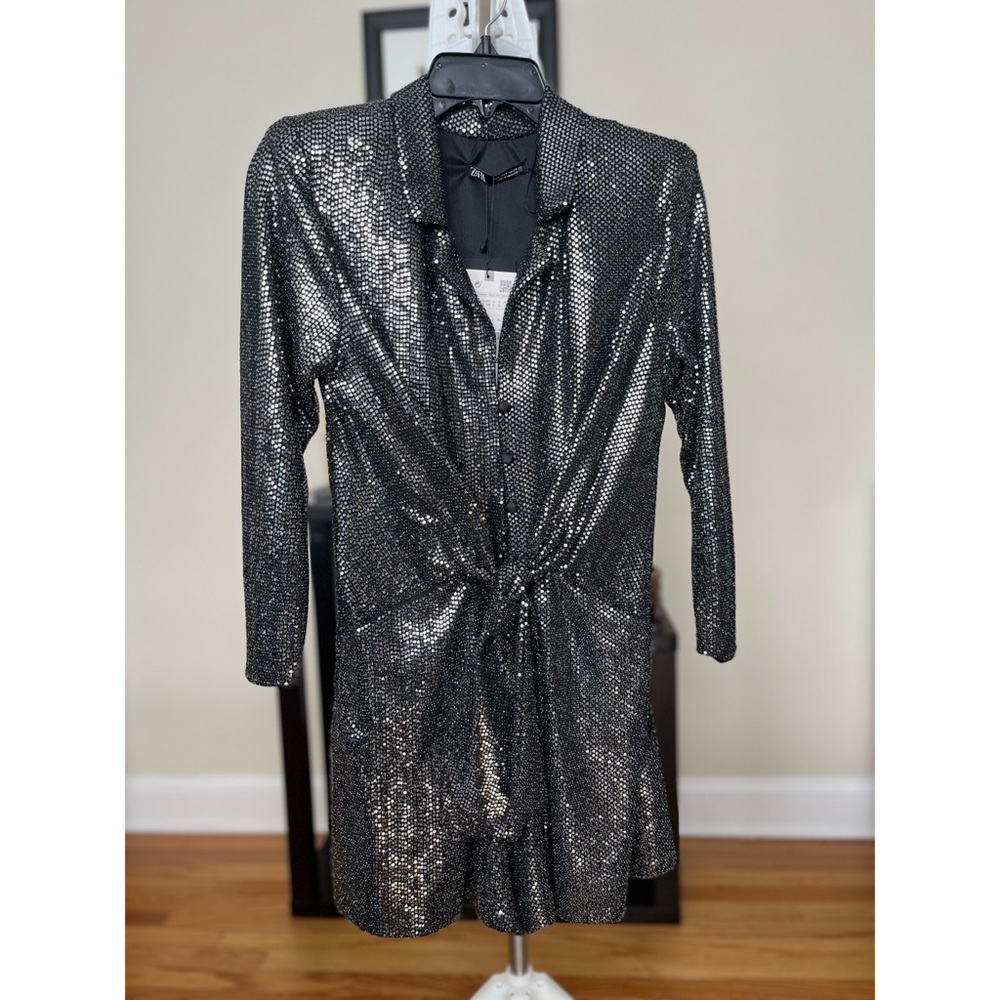 Zara Dressy Sequined Black/Silver Romper